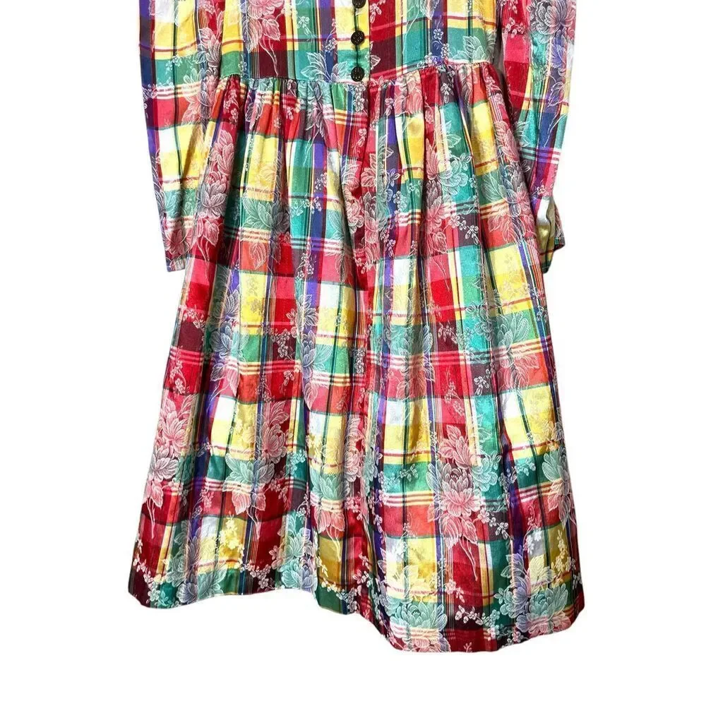 Vintage‎ Sarah Hent Girls Flower Print Maxi Dress Prairie Cottagecore